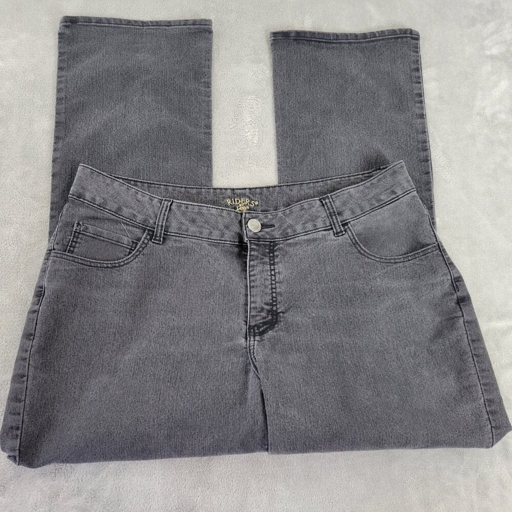 Riders By Lee Women 16W Plus Jeans Black Denim Bootcut Stretch 29.5 Inseam BOO6E
